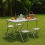 Комплект сгъваема алуминиева маса с 4 стола – идеален за къмпинг, двор и почивка, снимка 4