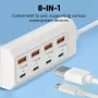 8-портово зарядно устройство за бързо зареждане, 25W, 4 USB + $ Type C порта, 100 см кабел, снимка 1