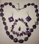 Комплект естествен камък аметист - Колие, обеци, гривна и висулка, снимка 18