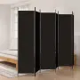 vidaXL Параван за стая, 6 панела, черен, 300x200 cм, плат, снимка 3