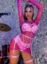 Красив Секси Комплект Колеция FETISH HARNESS в Светло Розов Нежен Цвят с Бели Перлички КОД 0070, снимка 3