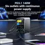 Настолна GaN зарядна станция с 6 порта и LCD дисплей, USB-C до 140 W, снимка 4