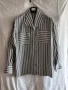 Дамска риза сиви и бели райета – винтидж стил, дълъг ръкав, снимка 3