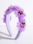 Елегантна диадема с тюл и камъни в лавандулов цвят, снимка 1