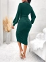 Дамска рокля с дълъг ръкав в зелено , снимка 3