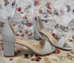 Елегантни дамски сандалети официални обувки на ток в сребрист цвят модел: 2088-58 silver