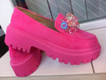 Розови мокасини с цветни камъни , снимка 1 - Дамски ежедневни обувки - 44841382