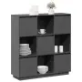 vidaXL Висок шкаф, сив, 110,5x35x117 см, борово дърво масив, снимка 4