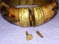 СТАРА ТИБЕТСКА ТРАДИЦИОННА БРОНЗОВА ГРИВНА с КАМИЛСКА КОСТ с НУЖДА от ЛЕК РЕМОНТ на ЩИФТА! 24374, снимка 7