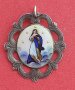 Старинен  медальон емайл  и сребро с Дева Мария 30 те г., снимка 1 - Антикварни и старинни предмети - 41552529