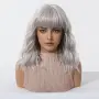 Сива вълнообразна перука с бретон – 35 см, снимка 2