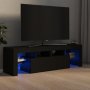 ТВ шкаф с LED осветление, черен, 140x35x40 см, снимка 10
