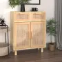vidaXL Сайдборд, кафяв, 60x30x75 см, бор масив и естествен ратан, снимка 2