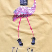 Тениска с фламинго 🦩, снимка 2 - Детски тениски и потници - 35898340