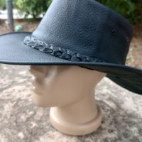 Каубойска шапка Естествена кожа Лукс Черна, снимка 4 - Шапки - 41861929