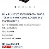 Hitachi 300GB 10K RPM 64MB  6.0Gbps SAS 2.5, снимка 8 - Твърди дискове - 41679582