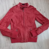 Червено кожено яке , снимка 1 - Якета - 39936168
