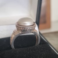 Стар сребърен пръстен 925 проба с перла , снимка 1 - Пръстени - 41832771