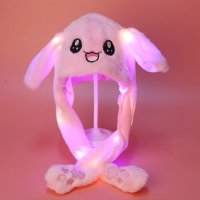 Подвижна шапка зайче с мърдащи се уши и LED светлини, снимка 1 - Плюшени играчки - 42167912