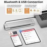 Нов Термален Bluetooth принтер Betife Безжичен за пътуване A4 за телефон и лаптоп, снимка 4 - Друга електроника - 42467252