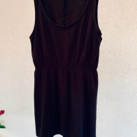 Черна къса памучна рокля или потник, снимка 1 - Рокли - 36245883