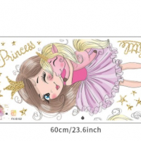  Little Princess момиченце принцеса с пони стикер за стена лепенка самозалепващ за стая декор, снимка 2 - Други - 36200660