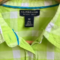 Свежарска зелена карирана риза U.S. POLO ASSN., снимка 3 - Ризи - 36081704