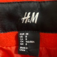 Палто с качулка HM 38 размер червено, снимка 2 - Палта, манта - 38852651