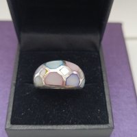 Сребърен пръстен със седеф #12R, снимка 4 - Пръстени - 44371305