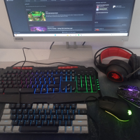 Комплект механична клавиатура,мишка Steelseries,пад за мишка и слушалки, снимка 1 - Клавиатури и мишки - 44696085