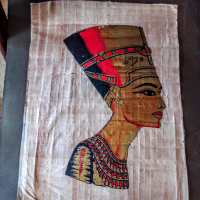 картина на папирус-Нефертити, снимка 1 - Антикварни и старинни предмети - 36367547