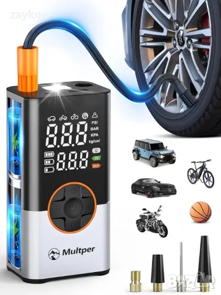 Multper 8000 mAh Електрическа въздушна помпа Велосипедна въздушна помпа, снимка 1
