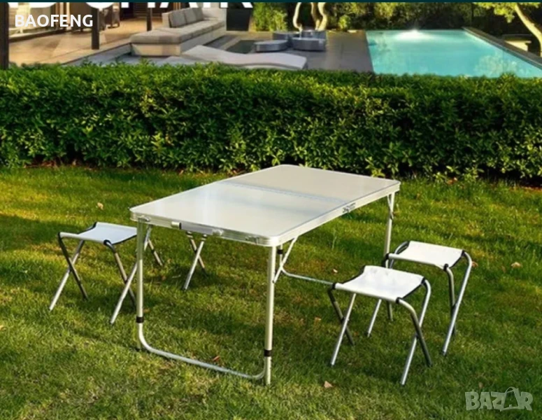 Промо Промоция Нови Компект Сгъваема Маса и 4 Стола Malatec от алуминии ULTRA от вносител , снимка 1