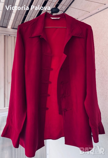 Риза/блуза vintage 100% cupro, цвят малина, снимка 1