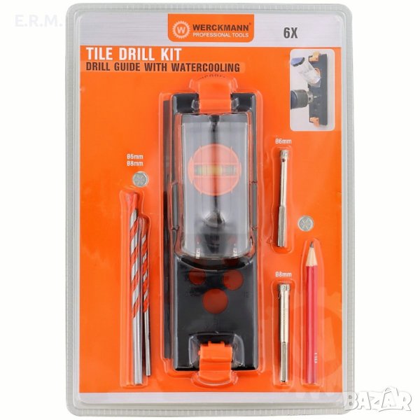Комплект свредла за плочки Werckmann с нивелир за ремонт на баня, снимка 1
