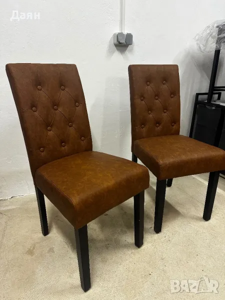 Комплект от 2 трапезни кожени стола , снимка 1