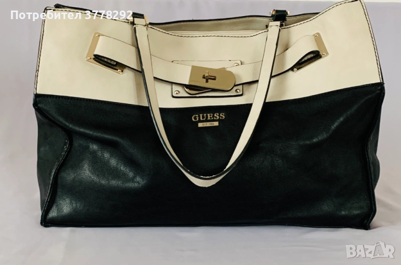 Чанти-1.GUESS оригинал,кожа,голяма-Намаление-с дръжки;разш.16см;2.Re accessories 37/35см, 22лв, снимка 1