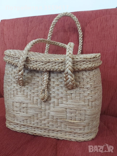 Стара дамска чанта тип кошница от ратан , снимка 1