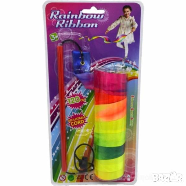Цветна лента за танци и гимнастика с регулируема върва, снимка 1