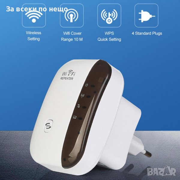 Усилвател за безжичен интернет, WiFi Repeater, 300Mbps, Бял, снимка 1