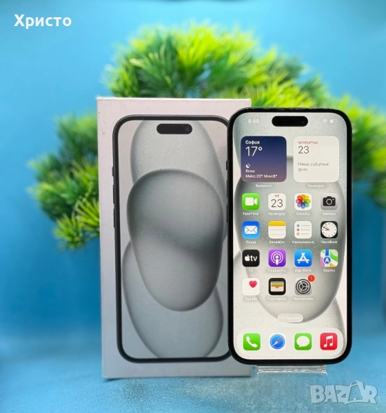 ГАРАНЦИОНЕН!!! Apple iPhone 15, 128GB, 5G, Black , снимка 1