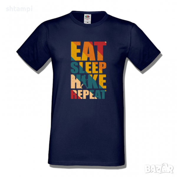 Мъжка тениска Eat Sleep Hike Repeat,Къмпинг,Планина,Изненада,Подарък,Поход,Връх,Хижа,, снимка 1