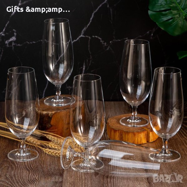 Комплект 6 чаши за бира  - крисалин, снимка 1