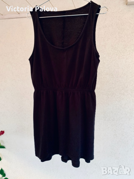 Черна къса памучна рокля или потник, снимка 1