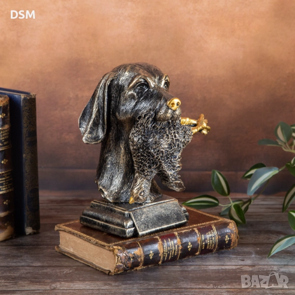 нова Статуетка Куче с Птица Фигура - Декорация за Ловец 20см, снимка 1