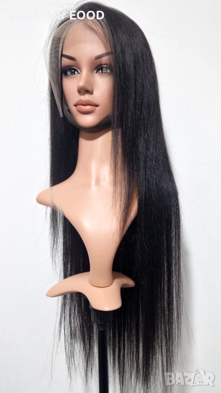 Естествена черна бразилска перука 80 см - Дантела 13×6, права коса, снимка 1