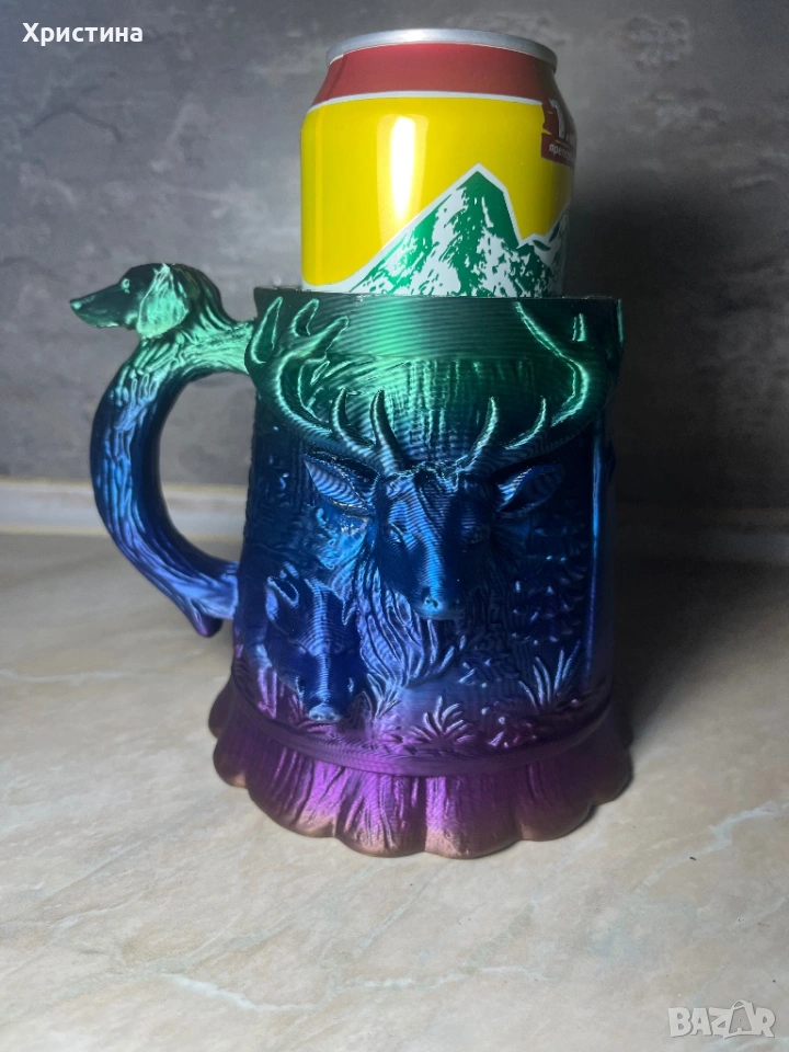 Халба за бира 3 Д принтиране ,подарък за мъж,рожден ден ,имен ден ,подарък за ловец , снимка 1