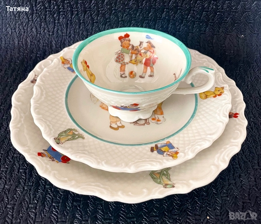 Винтидж немски комплект детски прибори за хранене Schumann, снимка 1