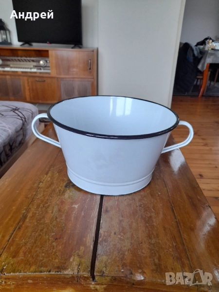 Стара емайлирана цедка,гевгир #18, снимка 1