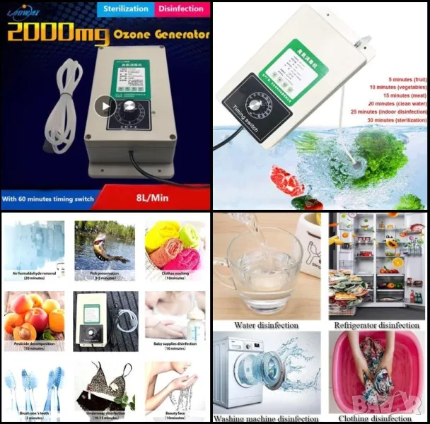 Озонен Генератор на Озон за Въздух и Вода с Капацитет 2000 мг/час Детоксикатор Антиоксидатор Ozone, снимка 1